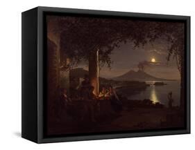 Moonlit View of the Bay of Naples-Franz Ludwig Catel-Framed Stretched Canvas