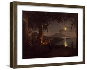 Moonlit View of the Bay of Naples-Franz Ludwig Catel-Framed Giclee Print