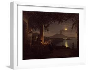 Moonlit View of the Bay of Naples-Franz Ludwig Catel-Framed Giclee Print