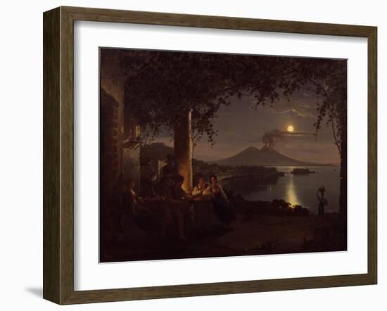 Moonlit View of the Bay of Naples-Franz Ludwig Catel-Framed Premium Giclee Print