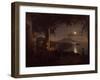 Moonlit View of the Bay of Naples-Franz Ludwig Catel-Framed Premium Giclee Print