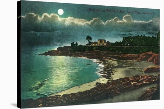 Moonlit view of the Vue de l'Eau - Santa Cruz, CA-Lantern Press-Stretched Canvas