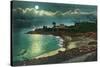 Moonlit view of the Vue de l'Eau - Santa Cruz, CA-Lantern Press-Stretched Canvas