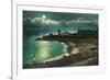 Moonlit view of the Vue de l'Eau - Santa Cruz, CA-Lantern Press-Framed Premium Giclee Print