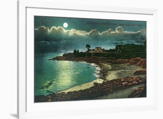 Moonlit view of the Vue de l'Eau - Santa Cruz, CA-Lantern Press-Framed Art Print