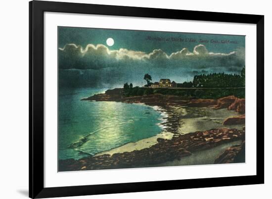 Moonlit view of the Vue de l'Eau - Santa Cruz, CA-Lantern Press-Framed Art Print