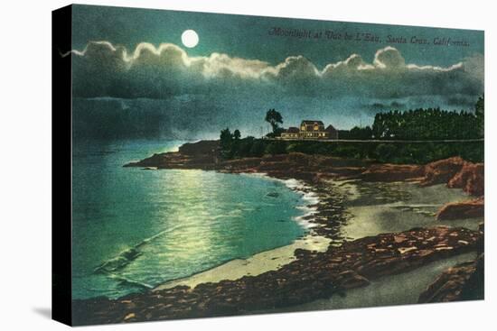 Moonlit view of the Vue de l'Eau - Santa Cruz, CA-Lantern Press-Stretched Canvas