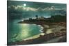 Moonlit view of the Vue de l'Eau - Santa Cruz, CA-Lantern Press-Stretched Canvas