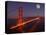 Moonrise above the Golden Gate Bridge, Marin, California-Josh Anon-Stretched Canvas