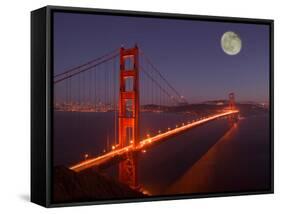 Moonrise above the Golden Gate Bridge, Marin, California-Josh Anon-Framed Stretched Canvas