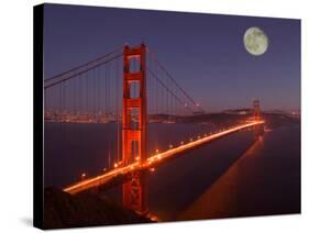 Moonrise above the Golden Gate Bridge, Marin, California-Josh Anon-Stretched Canvas