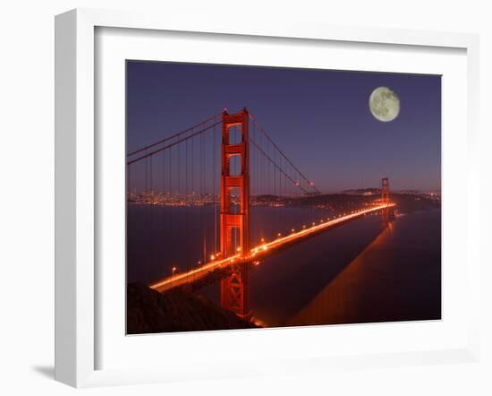 Moonrise above the Golden Gate Bridge, Marin, California-Josh Anon-Framed Photographic Print