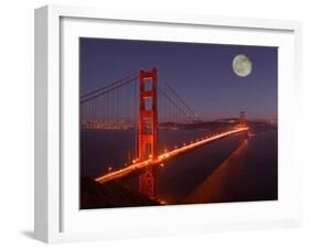 Moonrise above the Golden Gate Bridge, Marin, California-Josh Anon-Framed Photographic Print