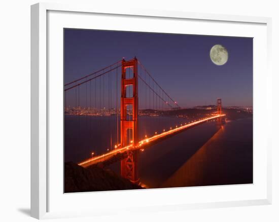 Moonrise above the Golden Gate Bridge, Marin, California-Josh Anon-Framed Photographic Print