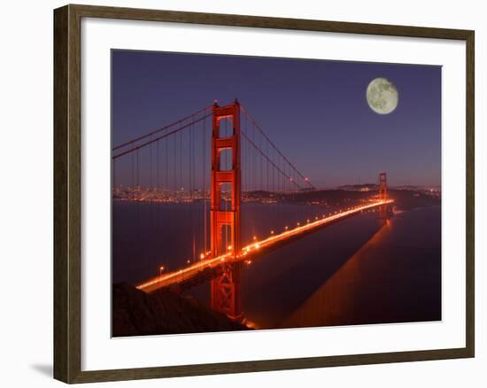 Moonrise above the Golden Gate Bridge, Marin, California-Josh Anon-Framed Photographic Print