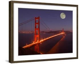 Moonrise above the Golden Gate Bridge, Marin, California-Josh Anon-Framed Photographic Print