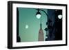Moonrise and Empire State Building, Manhattan, New York City-Sabine Jacobs-Framed Photographic Print