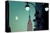 Moonrise and Empire State Building, Manhattan, New York City-Sabine Jacobs-Stretched Canvas