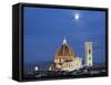 Moonrise and Florence Cathedral, Basilica Di Santa Maria Del Fiore at Dusk, Florence, Italy-Adam Jones-Framed Stretched Canvas