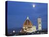 Moonrise and Florence Cathedral, Basilica Di Santa Maria Del Fiore at Dusk, Florence, Italy-Adam Jones-Stretched Canvas