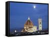 Moonrise and Florence Cathedral, Basilica Di Santa Maria Del Fiore at Dusk, Florence, Italy-Adam Jones-Framed Stretched Canvas