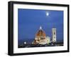 Moonrise and Florence Cathedral, Basilica Di Santa Maria Del Fiore at Dusk, Florence, Italy-Adam Jones-Framed Photographic Print