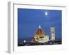 Moonrise and Florence Cathedral, Basilica Di Santa Maria Del Fiore at Dusk, Florence, Italy-Adam Jones-Framed Photographic Print