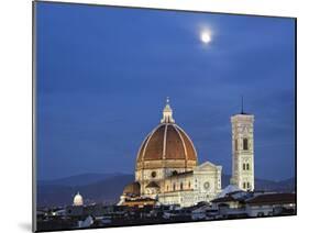Moonrise and Florence Cathedral, Basilica Di Santa Maria Del Fiore at Dusk, Florence, Italy-Adam Jones-Mounted Photographic Print