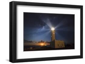 Moonrise and Lighthouse-Jingshu Zhu-Framed Photographic Print