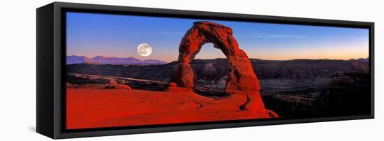 Moonrise at Delicate Arch, Arches National Park, Moab, Utah, USA-null-Framed Stretched Canvas