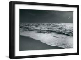 Moonrise Beach Black and White-Sue Schlabach-Framed Art Print