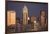 Moonrise behind the downtown Seattle skyline, Seattle, WA-Greg Probst-Framed Photographic Print