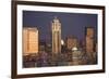 Moonrise behind the downtown Seattle skyline, Seattle, WA-Greg Probst-Framed Photographic Print