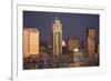 Moonrise behind the downtown Seattle skyline, Seattle, WA-Greg Probst-Framed Premium Photographic Print