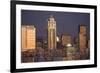 Moonrise behind the downtown Seattle skyline, Seattle, WA-Greg Probst-Framed Premium Photographic Print