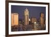 Moonrise behind the downtown Seattle skyline, Seattle, WA-Greg Probst-Framed Photographic Print