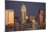 Moonrise behind the downtown Seattle skyline, Seattle, WA-Greg Probst-Mounted Photographic Print