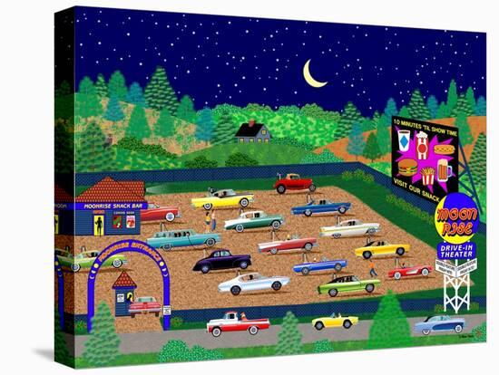 Moonrise Drive-In-Mark Frost-Stretched Canvas