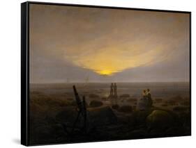 Moonrise on the seashore-Caspar David Friedrich-Framed Stretched Canvas