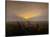 Moonrise on the seashore-Caspar David Friedrich-Stretched Canvas