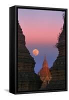 Moonrise over Bagan-Jon Hicks-Framed Stretched Canvas