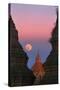 Moonrise over Bagan-Jon Hicks-Stretched Canvas