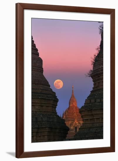 Moonrise over Bagan-Jon Hicks-Framed Premium Photographic Print