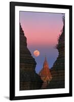 Moonrise over Bagan-Jon Hicks-Framed Premium Photographic Print