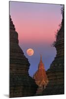 Moonrise over Bagan-Jon Hicks-Mounted Premium Photographic Print