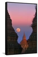 Moonrise over Bagan-Jon Hicks-Framed Stretched Canvas