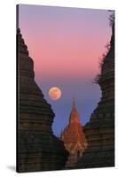 Moonrise over Bagan-Jon Hicks-Stretched Canvas