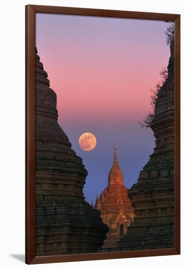 Moonrise over Bagan-Jon Hicks-Framed Photographic Print