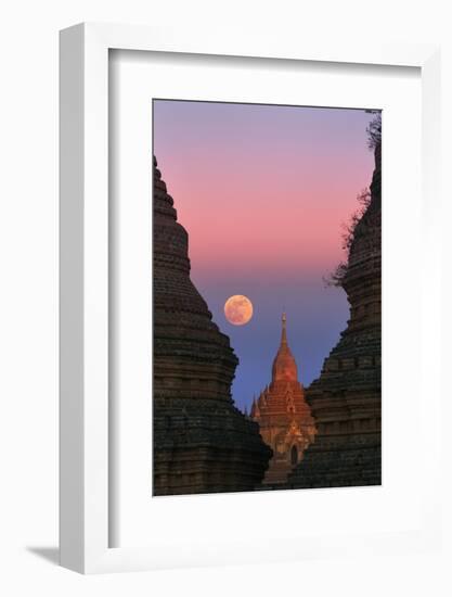 Moonrise over Bagan-Jon Hicks-Framed Photographic Print