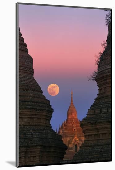 Moonrise over Bagan-Jon Hicks-Mounted Photographic Print